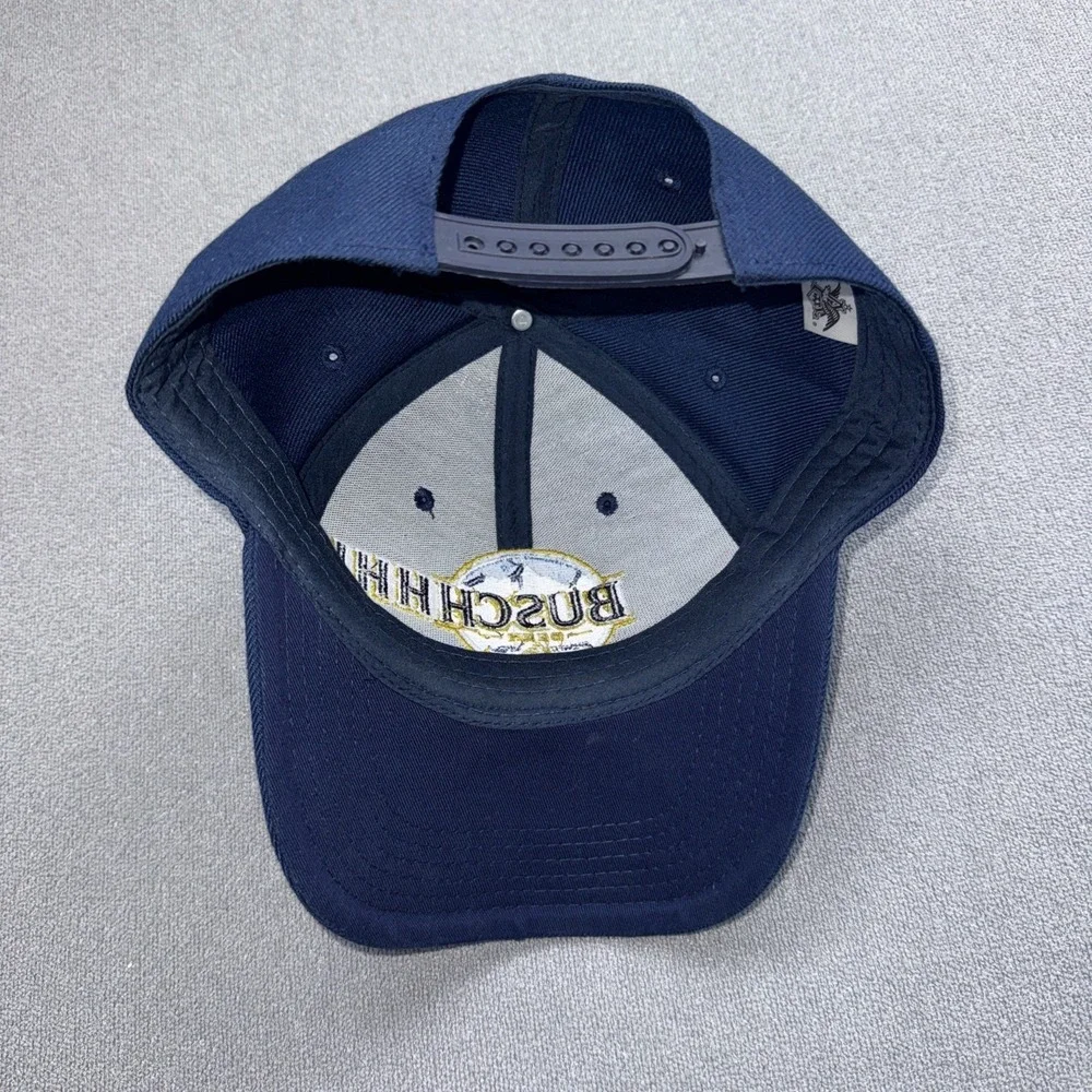 Busch Beer Navy Blue Adjustable Snapback Hat Cap Embroidered Logo Anheuser Busch